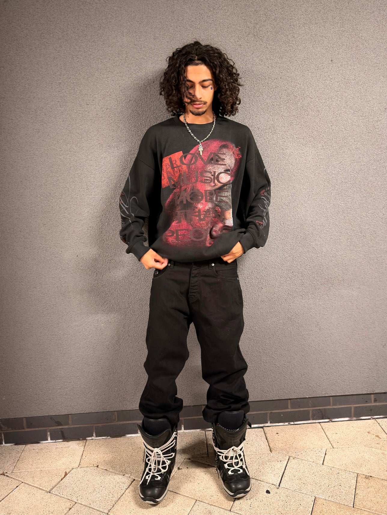 love music more than people long sleeve tee